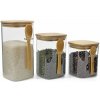 Maxxo Set sklenených dóz Bamboo s lyžičkou, 3 ks