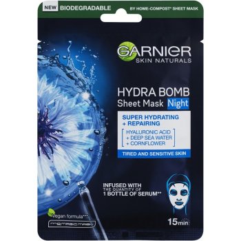 Garnier Skin Naturals Hydra Bomb plátienková maska na noc 32 g