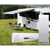 Nástenná markíza Thule Omnistor s motorom, 4 m, biely kryt, látka Mystic Grey