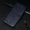 Peňaženkové kožené puzdro FLOWERS na Motorola Moto G8 Power - tmavomodrá