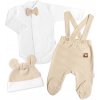Baby Nellys Bavlnená súprava Gentleman body polodupačky s lakom a čiapočka béžová/biela