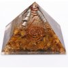 Nefertitis Orgonit pyramída s tigrím okom a kryštálom krištáľu NF10781 - cca 4 x 4 cm