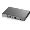 Zyxel GS1350-18HP 18portový inteligentný spravovaný CCTV PoE switch, dlhý dosah, 250W, 16x GbE, 2x combo RJ45/SFP