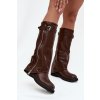 Boto Dámske čižmy s obráteným horným lemem s prackou a strieborným zipsom Vyhrievané hnedé Bressa hnedá 40 Boto 5905677712742