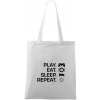 Play Eat Sleep Repeat game - Taška bavlnená - 42 x 38 cm ( Biela )
