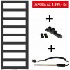 HOPA - Akčný set: radiátor GLASGOW čierna farba + ventil HYBRID + vykurovacia tyč PATRONA - Farba - Čierna , Odporúčaná vykurovacia tyč - 600 W, Rozmer A - 50 cm, Rozmer C - 170 cm, Skutočný rozmer ra