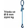 Jedno záves reťazový, oko-hák, skracovač, nosnosť 2500 kg, G10-8, Certifikát 2 500 kg 3 m Modrá
