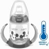 Kojenecká láhev na učení NUK Disney Mickey s kontrolou teploty 150 ml šedá