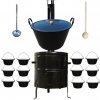 Home Cook kotol na guláš a zabíjačku smalt 50 L (1,2 mm), Home Cook kotlina 50 cm KOV, Home Cook kotlíky servírovacie 0,8 l 12 ks, pokrievka 57 cm SMALT, vareška 80 cm SMREK, naberačka INOX
