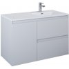 Lotosan AKRA Skrinka pod umývadlo / dosku s košom na prádlo 100 cm (100 (40 + 60) x 63,5 x 45,8 cm), pravá, 2 zásuvky - vrchná s organizérom a výrezom na sifón, plne výsuvný kôš na prádlo s nosnosťou