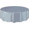 Plastový párty obrus strieborný okrúhly 214 cm