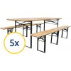 5 X PIVNÝ SET 200 X 50 X 25 CM | 3 NOHY NA LAVICI