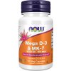 NOW FOODS Mega Vitamin D3 + K2 (MK-7), 5000 IU / 180 mcg, 60 veg kapsúl