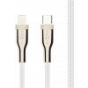 Fixed USB-C/Lightning nabíjací a dátový opletený kábel, PD, 0,5 m, MFI, biely FIXDB-CL05-WH