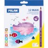 Pastelky MILAN Maxi trojhranné 12 ks + orezávatko