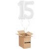 HeliumKing Balónový box - Narodeninové číslo 15 biely 86 cm