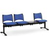 Čalúnená lavica do čakární SMART, 3-sedadlo, so stolíkom, modrá, čierne nohy