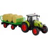 LEAN TOYS Traktor s prívesom so senom 37,5 cm, svetlo + zvuk