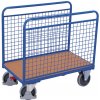 Variofit Plošinový vozík s dvoma mrežovými stenami, Variofit, ložná plocha 106 x 64 cm, do 500 kg, modrá/antracit Farba: modrá RAL5010
