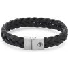 Rebel&Rose Čierny kožený náramok Braided Black Matt RR-M0025-S 20 cm - L+
