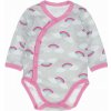 MBaby Bavlnené body s dlhým rukávom zapínání bokom Dúha sivá ružová
