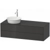 DURAVIT White Tulip závesná skrinka pod umývadlo na dosku vľavo, 2 zásuvky, 1300 x 550 x 408 mm, grafit vysoký lesk, WT4987LH1H1