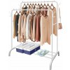 Vešiak na oblečenie Lazyhome – biely kovový stojan s botníkom 150 × 110 × 53 cm