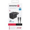 SWISSTEN TRAVEL CHARGER GaN 1x USB-C 35W POWER DELIVERY BLACK + DATA CABLE USB-C/LIGHTNING 1,2M BLAC 22070250