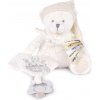 Plyšový medvedík s klipom na cumlík Doudou 25 Years Dummy Holder White Doudou et Compagnie narodeninová edícia biely 20 cm od 0 mes