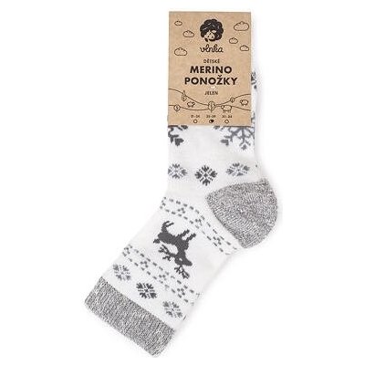 Vlnka Detské ponožky Merino jeleň sivá