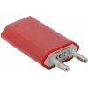 USB sieťový adaptér - AR-1005 - Univerzálna nabíjačka, 5V/1A - červená (USB nabíjačka do zásuvky 5V/1A - univerzálny sieťový adaptér, červený + bonusy zadarmo)
