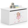 Truhlica na hračky Daria biela s potlačou Spiaca princezná