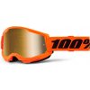 Juniorské motokrosové okuliare 100% Strata 2 Junior Mirror Orange, True zlaté plexi