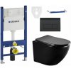 Závesný set GEBERIT Duofix Basic+ WC LENA Rimless 48 x 36 cm + pomaly padajúca doska Slim, čierna, 3322XX85+39100185