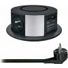 Solight Výsuvný blok zásuviek 3z + USB A+C 20W PD, Wireless 10W, 2m Farba: čierna PP120CW-PD20-B