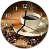 Nástenné sklenené hodiny Káva fi 30 cm