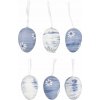Vajíčka plastové modro-biele na zavesenie 6 cm, 6 kusov v sáčku