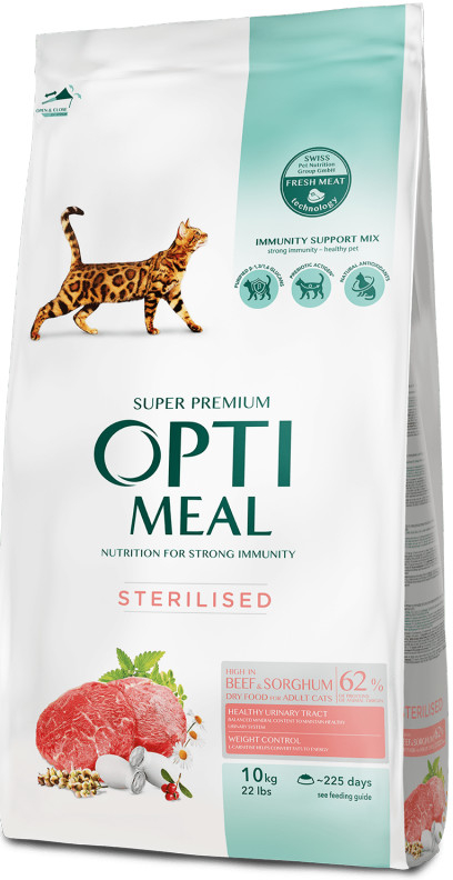 OptiMeal pre kastrované mačky s hovädzim mäsom a ciroku 10 kg