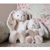 Clayre & Eef Béžový plyšový zajačik s kvetovanými uškami - 15*20*24 cm - Clayre & Eef