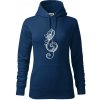 Husľový kľúč kvety - Mikina dámská Cape s kapucí - 2XL ( Polnočná modrá )
