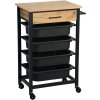 KESPER KESPER Pojazdná kuchynská polica so zásuvkou, dub, čierna 47 x 37 x 85 cm