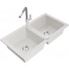 MEXEN/S MEXEN/S - Mario granitový drez 2-bowl vrátane batérie Flora, biela 6504-20-670401-06