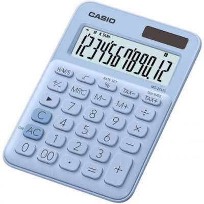 casio Stolová kalkulačka 12-miestny veľký naklonený displej ms 20 uc svetlo modrá