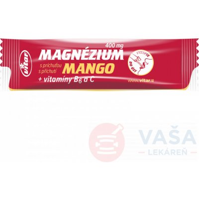Vitar Magnézium 400 mg + vitamíny B6 a C vrecúška s príchuťou manga 20 ks