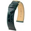 Remienok Hirsch Genuine Croco 1 - tmavozelený, lesk - 14 mm - M – Stredná dĺžka - 12 mm - Zlatá + 5 rokov záruka a darček ZADARMO