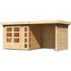 drevený domček KARIBU KERKO 3 + prístavok 240 cm vrátane zadnej a bočnej steny (82934) 462 x 217 cm, natur LG2956