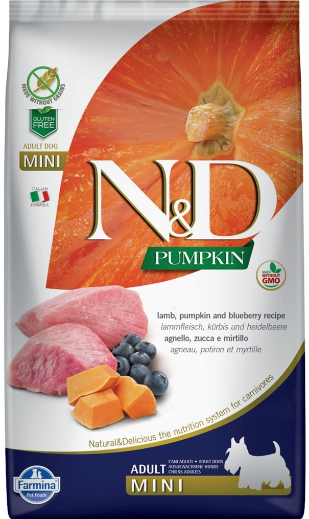 N&D Pumpkin lamb&blueberry Adult mini Krmivo s jahňacím mäsom, tekvicou a čučoriedkami 7 kg