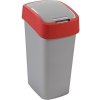 Kôš Curver® FLIP BIN 50L, šedostrieborný/červený, na odpad