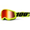 Detské motokrosové okuliare 100% Strata 2 Youth Mirror žltá, zrkadlové červené plexi