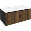 Sapho LOREA skrinka s umývadlom 101x46x51,5cm (70+30cm), ľavá, dub collingwood/čierna matná LE070-1935-L-03